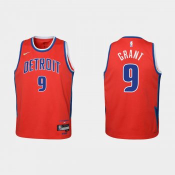 Youth 2021-22 Detroit Pistons #9 Jerami Grant 75th Anniversary City Red Jersey