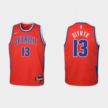 Youth 2021-22 Detroit Pistons #13 Kelly Olynyk 75th Anniversary City Red Jersey