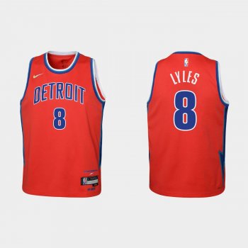 Youth 2021-22 Detroit Pistons #8 Trey Lyles 75th Anniversary City Red Jersey