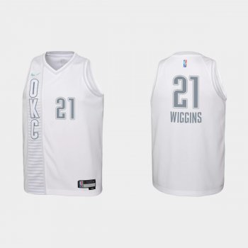 Youth 2021-22 Oklahoma City Thunder #21 Aaron Wiggins 75th Anniversary City White Jersey