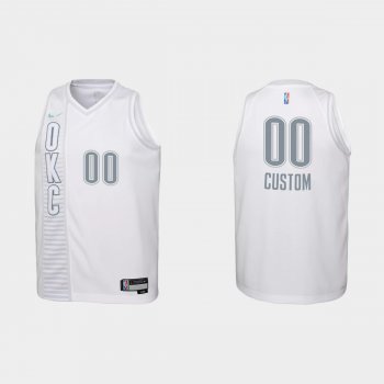 Youth 2021-22 Oklahoma City Thunder #00 Custom 75th Anniversary City White Jersey