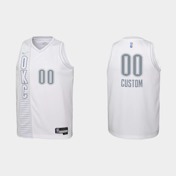 Youth 2021-22 Oklahoma City Thunder #00 Custom 75th Anniversary City White Jersey