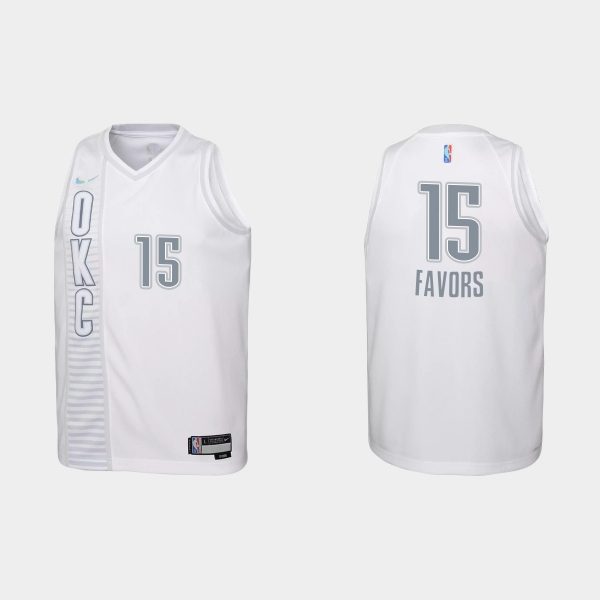 Youth 2021-22 Oklahoma City Thunder #15 Derrick Favors 75th Anniversary City White Jersey