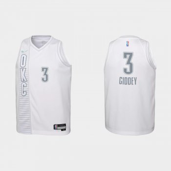 Youth 2021-22 Oklahoma City Thunder #3 Josh Giddey 75th Anniversary City White Jersey