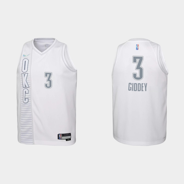 Youth 2021-22 Oklahoma City Thunder #3 Josh Giddey 75th Anniversary City White Jersey