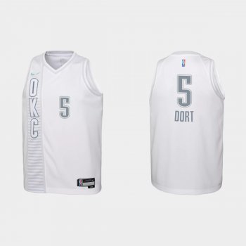 Youth 2021-22 Oklahoma City Thunder #5 Luguentz Dort 75th Anniversary City White Jersey