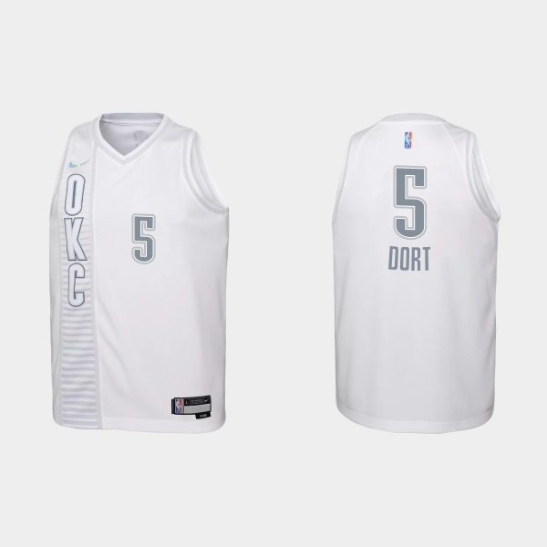 Youth 2021-22 Oklahoma City Thunder #5 Luguentz Dort 75th Anniversary City White Jersey