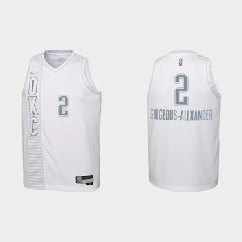 Youth 2021-22 Oklahoma City Thunder #2 Shai Gilgeous-Alexander 75th Anniversary City White Jersey