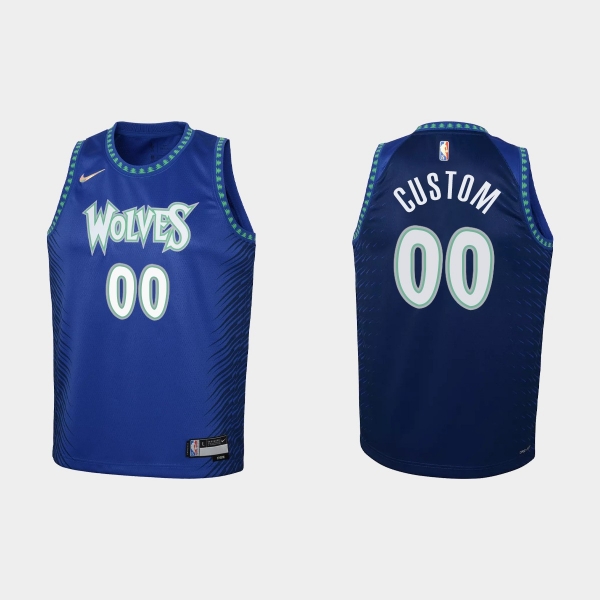 Youth 2021-22 Minnesota Timberwolves #00 Custom 75th Anniversary City Blue Jersey