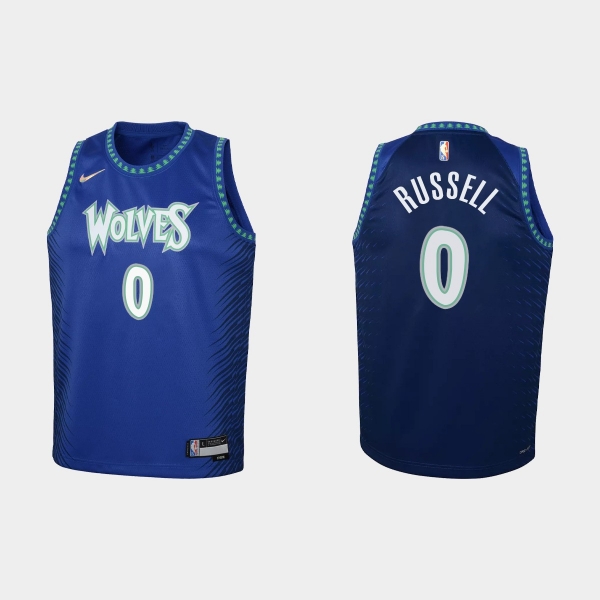 Youth 2021-22 Minnesota Timberwolves #0 D'Angelo Russell 75th Anniversary City Blue Jersey