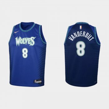 Youth 2021-22 Minnesota Timberwolves #8 Jarred Vanderbilt 75th Anniversary City Blue Jersey