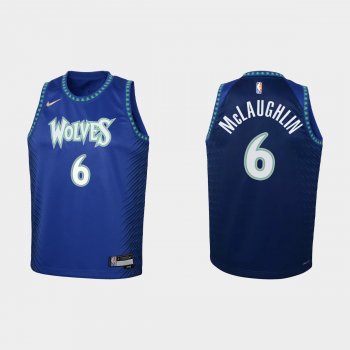 Youth 2021-22 Minnesota Timberwolves #6 Jordan McLaughlin 75th Anniversary City Blue Jersey