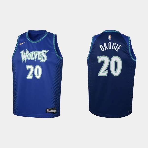 Youth 2021-22 Minnesota Timberwolves #20 Josh Okogie 75th Anniversary City Blue Jersey