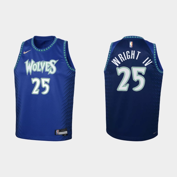 Youth 2021-22 Minnesota Timberwolves #25 McKinley Wright IV 75th Anniversary City Blue Jersey