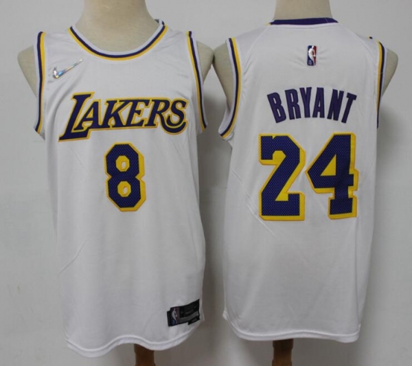 Men's Yellow Los Angeles Lakers Front #8 Back #24 Kobe Bryant bibigo Stitched Basketball Jersey