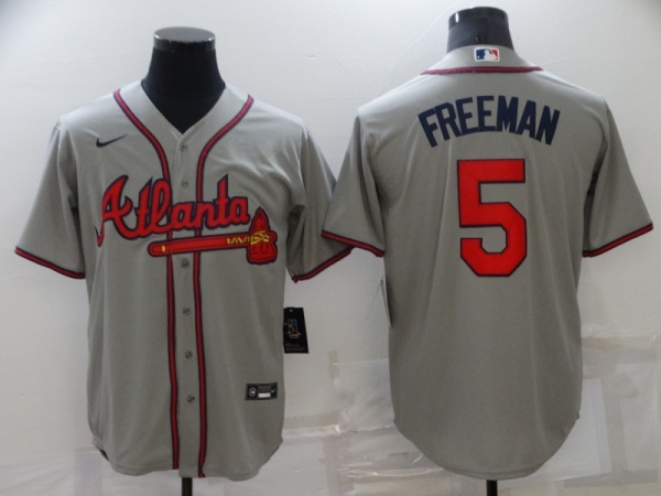 MLB Braves 5 Freddie Freeman Grey Nike Cool Base Men Jersey