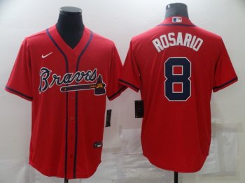 MLB Braves 8 Rosario Red Nike Cool Base Men Jersey