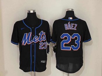 MLB Mets 23 Baez Navy Flexbase Men Jersey