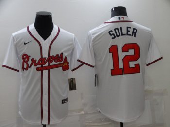 MLB Braves 12 White Soler Nike Cool base Men Jersey