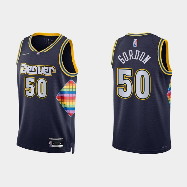 2021-22 Denver Nuggets No. 50 Aaron Gordon 75th Anniversary City Navy Jersey