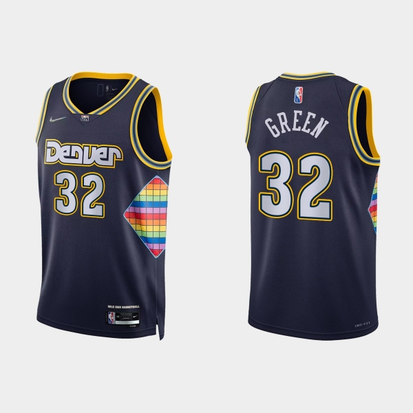 2021-22 Denver Nuggets No. 32 Jeff Green 75th Anniversary City Navy Jersey