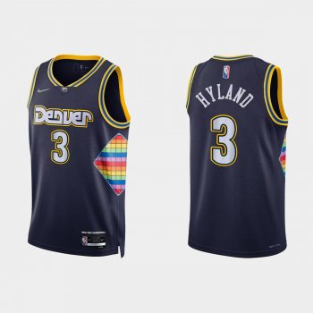 2021-22 Denver Nuggets No. 3 Nah'Shon Hyland 75th Anniversary City Navy Jersey