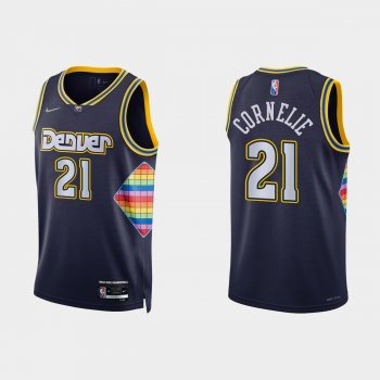 2021-22 Denver Nuggets No. 21 Petr Cornelie 75th Anniversary City Navy Jersey