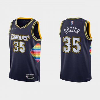 2021-22 Denver Nuggets No. 35 PJ Dozier 75th Anniversary City Navy Jersey