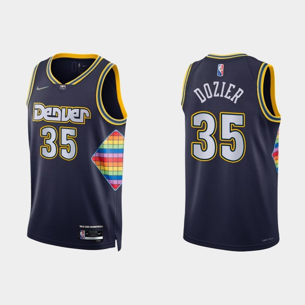 2021-22 Denver Nuggets No. 35 PJ Dozier 75th Anniversary City Navy Jersey