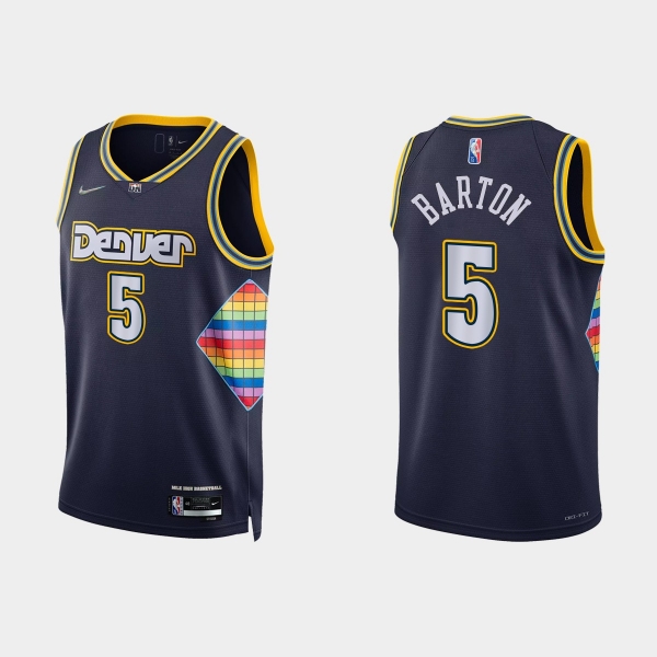 2021-22 Denver Nuggets No. 5 Will Barton 75th Anniversary City Navy Jersey