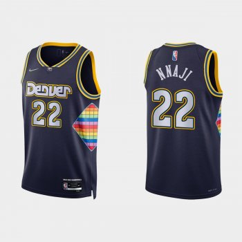 2021-22 Denver Nuggets No. 22 Zeke Nnaji 75th Anniversary City Navy Jersey