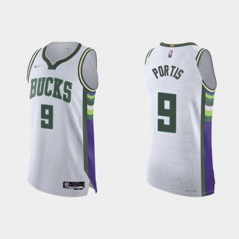 Milwaukee Bucks Bobby Portis #9 2021/22 75th Anniversary City White Authentic Jersey