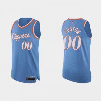 Los Angeles Clippers Custom #00 2021/22 75th Anniversary City Blue Authentic Jersey