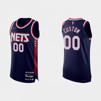 Brooklyn Nets Custom #00 2021/22 75th Anniversary City Navy Authentic Jersey