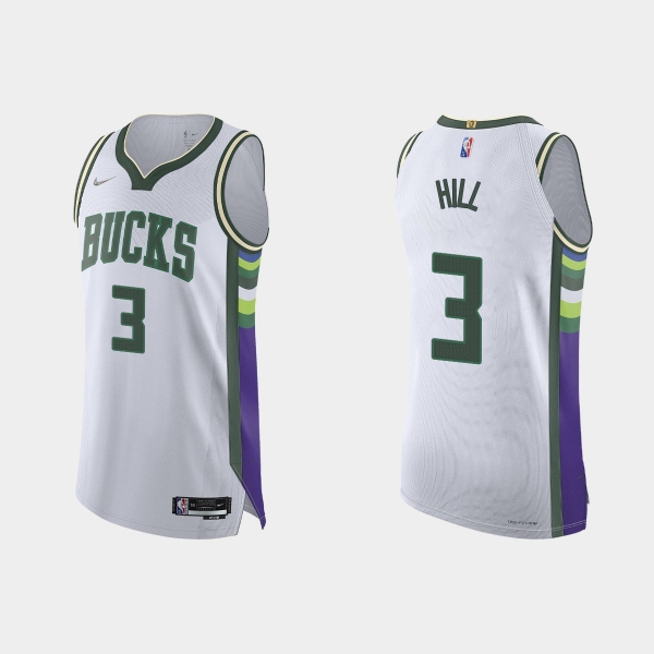 Milwaukee Bucks George Hill #3 2021/22 75th Anniversary City White Authentic Jersey