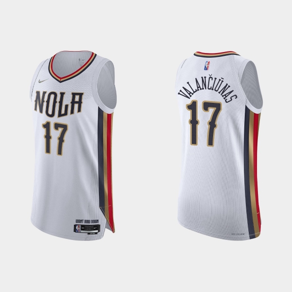 New Orleans Pelicans Jonas Valanciunas #17 2021/22 75th Anniversary City White Authentic Jersey