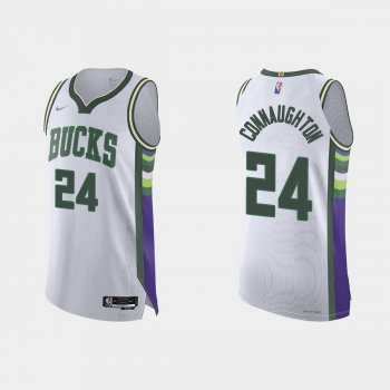 Milwaukee Bucks Pat Connaughton #24 2021/22 75th Anniversary City White Authentic Jersey