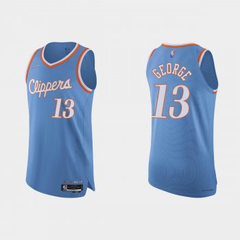 Los Angeles Clippers Paul George #13 2021/22 75th Anniversary City Blue Authentic Jersey