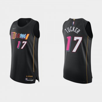 Miami Heat P.J. Tucker #17 2021/22 75th Anniversary City Black Authentic Jersey