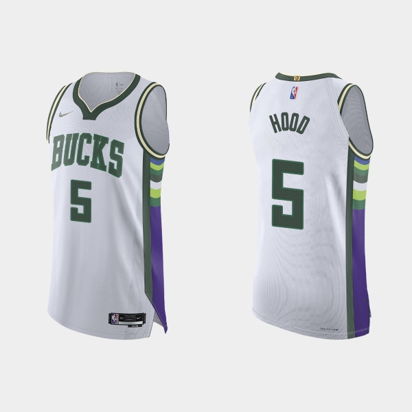 Milwaukee Bucks Rodney Hood #5 2021/22 75th Anniversary City White Authentic Jersey