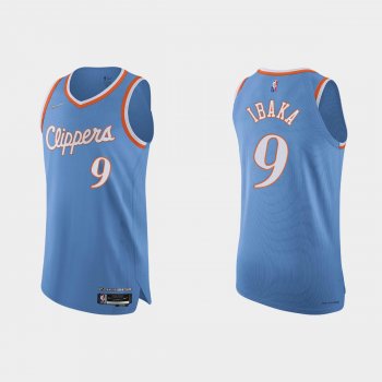 Los Angeles Clippers Serge Ibaka #9 2021/22 75th Anniversary City Blue Authentic Jersey