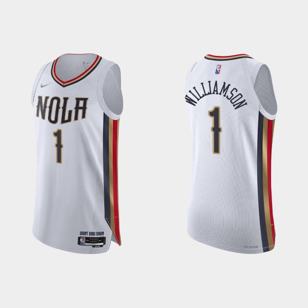 New Orleans Pelicans Zion Williamson #1 2021/22 75th Anniversary City White Authentic Jersey