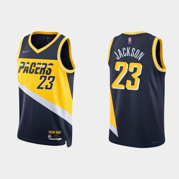 2021-22 Indiana Pacers No.23 Isaiah Jackson 75th Anniversary City Black Jersey