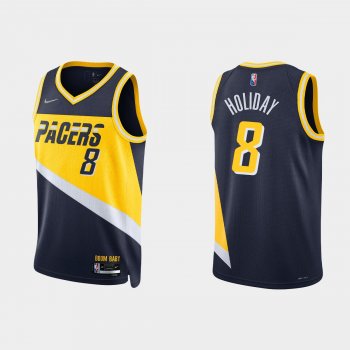 2021-22 Indiana Pacers No.8 Justin Holiday 75th Anniversary City Black Jersey