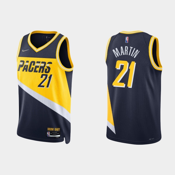 2021-22 Indiana Pacers No.21 Kelan Martin 75th Anniversary City Black Jersey