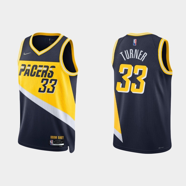 2021-22 Indiana Pacers No.33 Myles Turner 75th Anniversary City Black Jersey