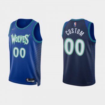 2021-22 Minnesota Timberwolves No.00 Custom 75th Anniversary City Royal Jersey