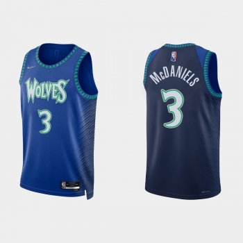 2021-22 Minnesota Timberwolves No.3 Jaden McDaniels 75th Anniversary City Royal Jersey