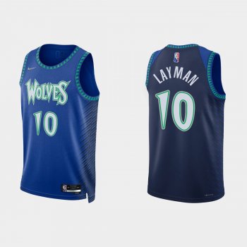 2021-22 Minnesota Timberwolves No.10 Jake Layman 75th Anniversary City Royal Jersey