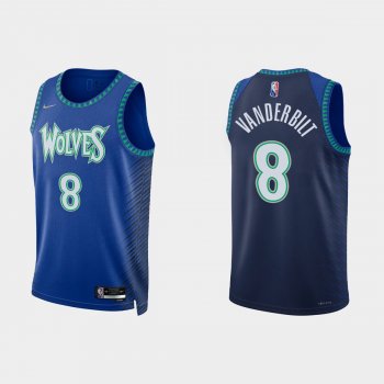 2021-22 Minnesota Timberwolves No.8 Jarred Vanderbilt 75th Anniversary City Royal Jersey